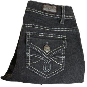 Earl Jean Juniors Womens Petite Jeans Tag 1 Black Skinny Low-Rise W25xL30